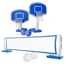 Nordic ProStore Adjustable Pool Basketball Hoop & Volleyball Net