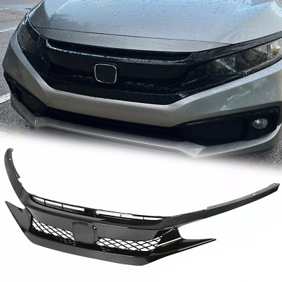 For 2019-2021 Honda Civic Sedan Coupe Front Mesh Grille Type R Glossy Black