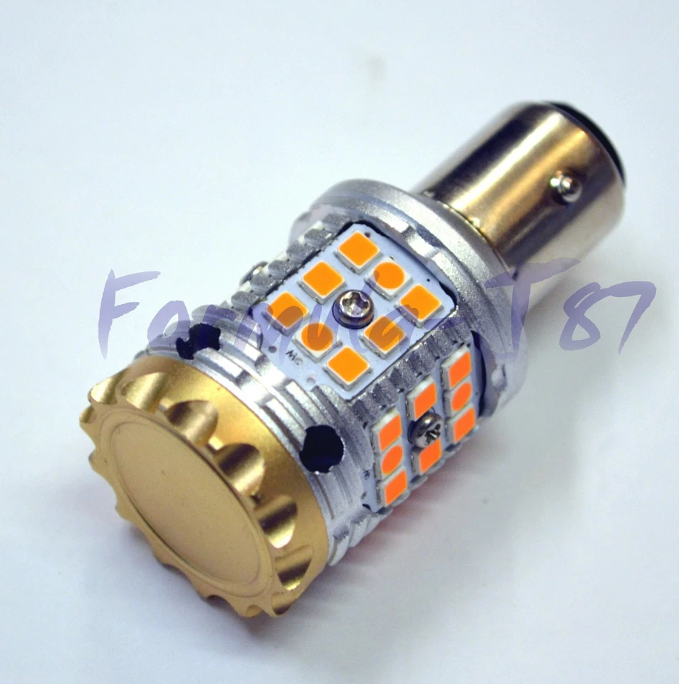 Hyper Flash Free LED Light 1157 Amber Two Bulbs Front Turn Signal Upgrade Stock - Image 4 of 4