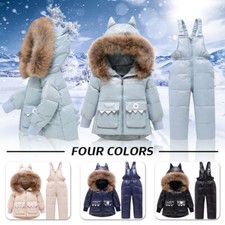 Tuta da neve bambino ragazzo ragazza bambino piumino pelliccia cappuccio cappotto caldo vestito Natale