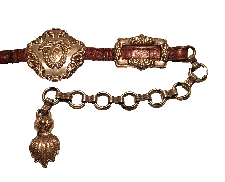 Cinturón Brighton Concho Mujer Cuero Marrón Plata Medallón Vintage 1993 Western Foto 3 de 4