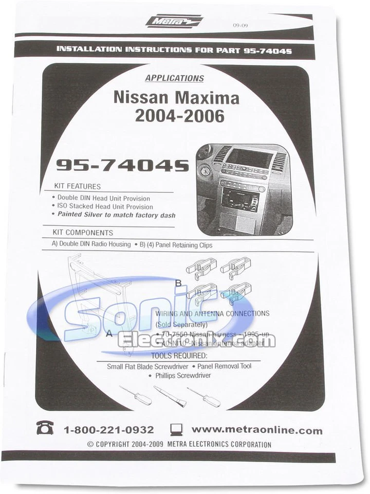 Kit de tablero de instalación doble DIN plateado Metra 95-7404S para Nissan Máxima 2004-2006 Foto 2 de 3