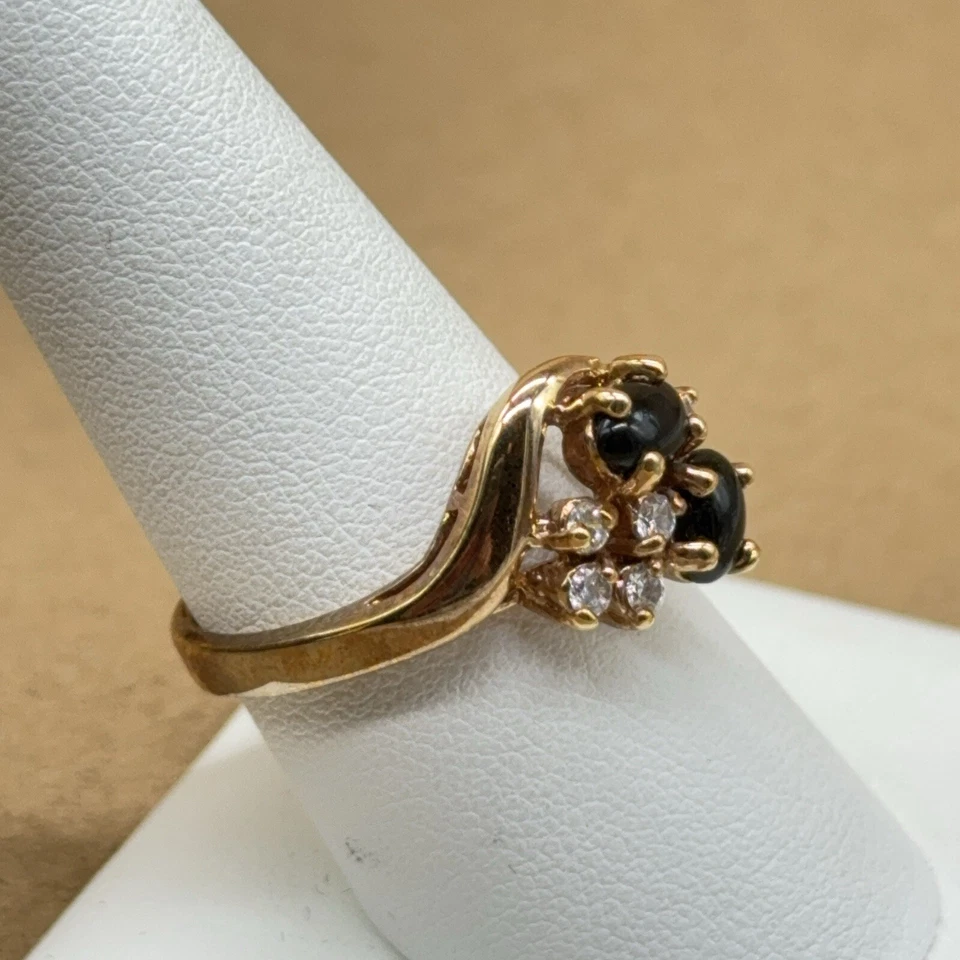 SETA 戒指 Onyx 戒指 金色镶嵌 玻璃宝石 圆顶旁路 签名 尺寸 8.5 — 第 2/4 张图片