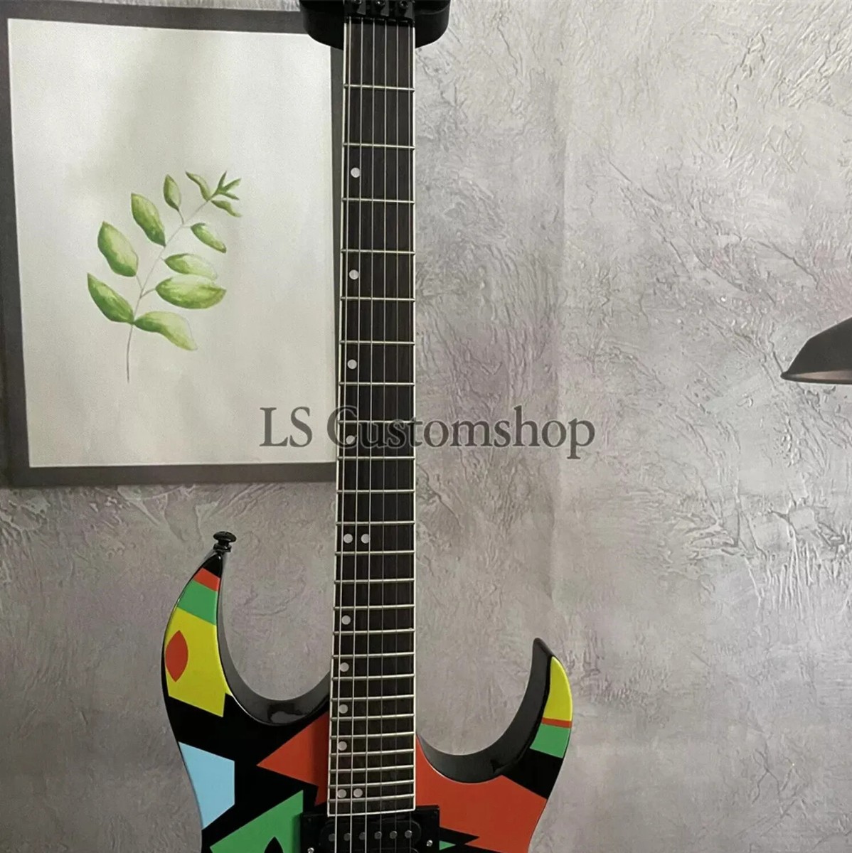 Green Electric Guitar Multi Color Locking Nut Black Hardware