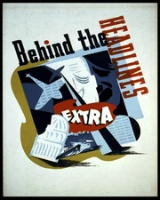 POSTER BEHIND THE HEADLINES EXTRA NEWS PRESS INFORMATION VINTAGE REPRO FREE S/H