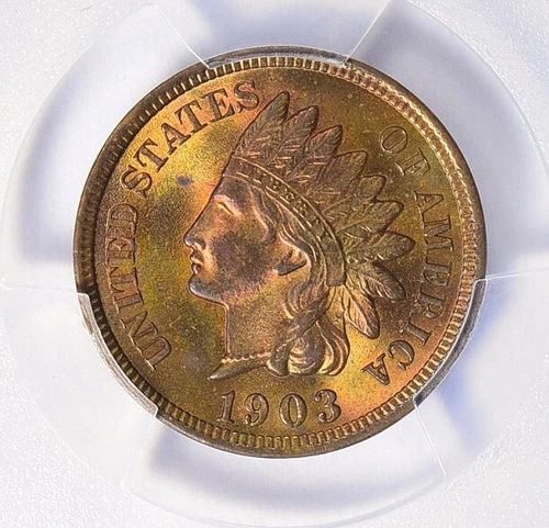 1903 Indian Head Cent PCGS MS64 BN Gold Toned