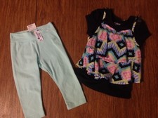 JUSTICE LEGGINGS / SHORT SLEEVE SHIRT W ATTACHED TANK TOP NWT 55.00 GIRLS SZ. 5