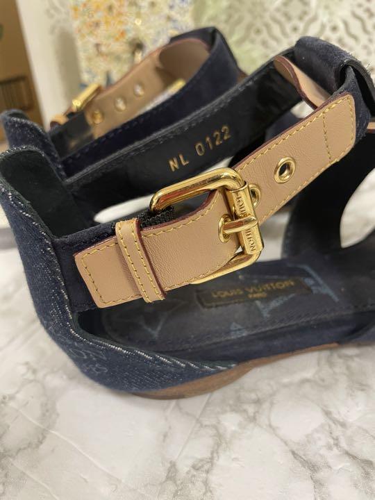 Louis Vuitton Sandals Monogram Low Heel Denim EU 35 Used