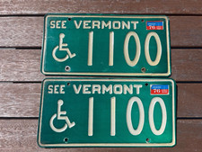 1976 Vermont handicap license plate pair 1100