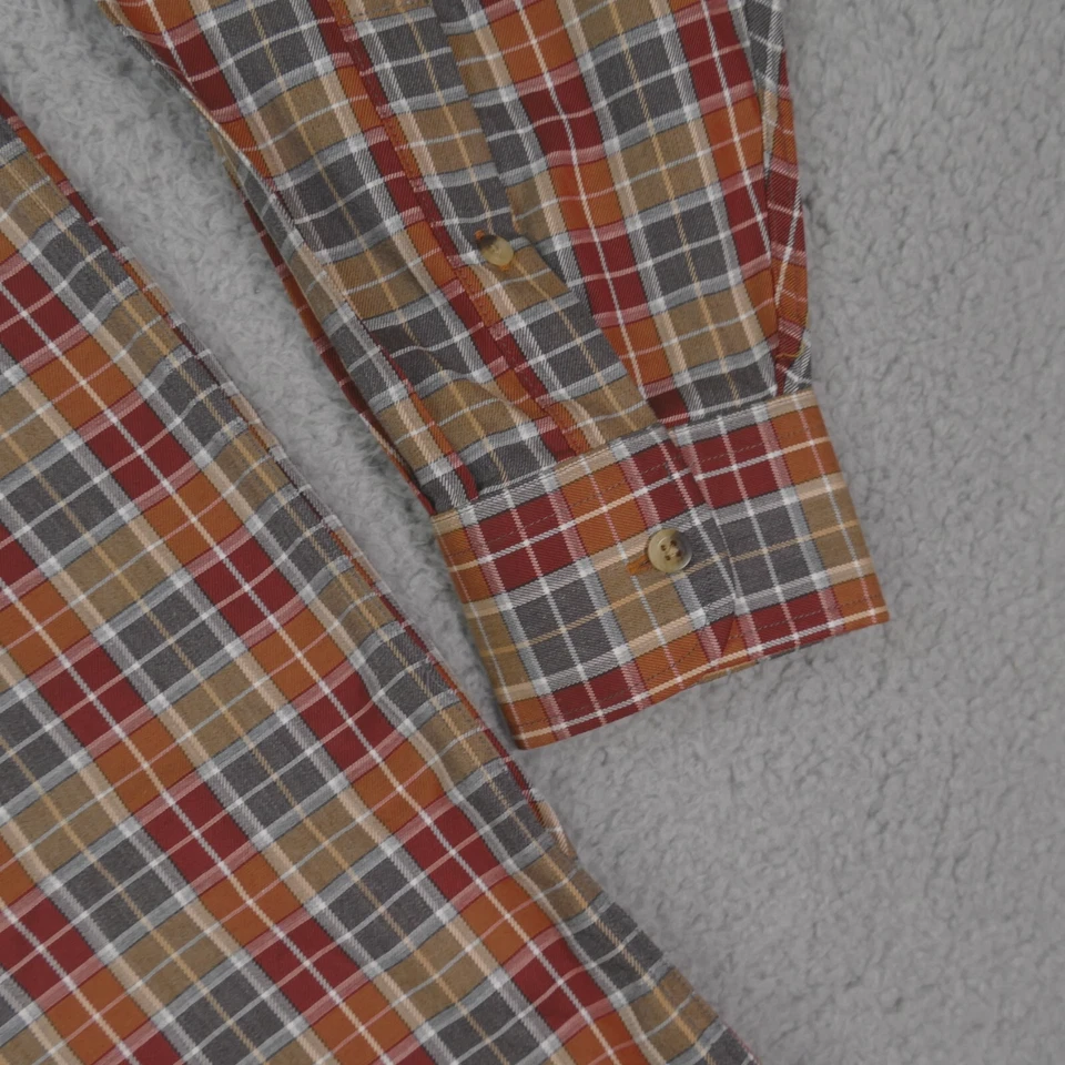 Camisa Jos A Bank Traveler Botón Hombres Grande Calce A Medida Naranja Cuadros Manga Larga Foto 4 de 4