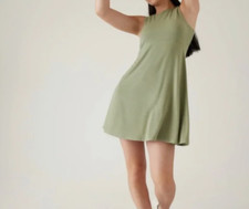 NWT - Athleta SANTORINI THERA Eucalyptus Olive Green Modal Stretch Dress Sz XL
