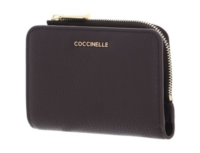 COCCINELLE Metallic Soft Wallet Grained Leather Geldbörse Fondant Brown Neu