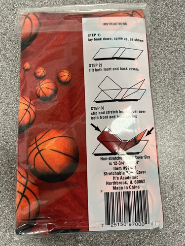 Basketball Stretchable Book Cover - Non-Stretched size is 12.75" x 6.75" - Imagen 2 de 4