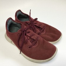 Allbirds Men  s Wool Runners Size 9 Burgundy White Preowned