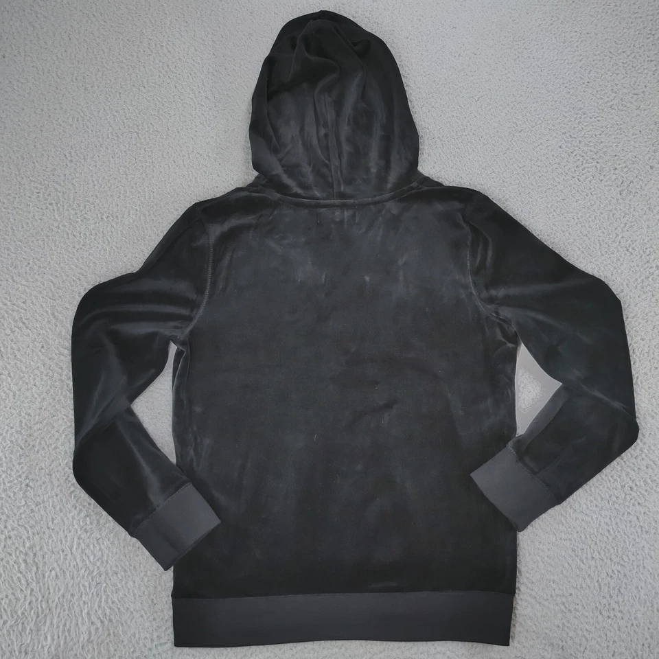 Lauren Ralph Lauren Sudadera con Capucha Mujer Grande Negro Terciopelo Canguro Bolsillos Cuello en V NUEVO Foto 2 de 4