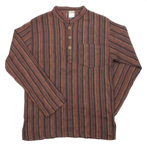 Chemise coton chemise supérieure chemise modèle 02 bandes rouge-marron - Photo 1 sur 36