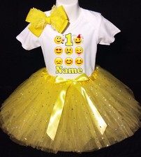 Emojis 1st first 1 Birthday  With NAME  Tutu Dress Fast Shipping Yellow