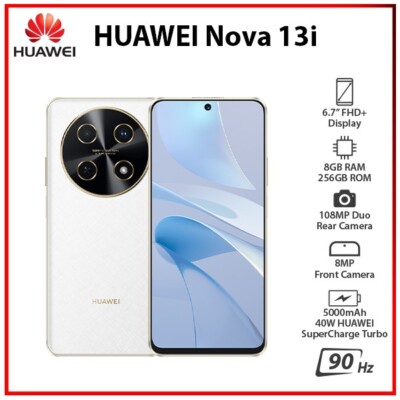 (New) Huawei Nova 13i 8GB+256GB WHITE Dual SIM Unlocked EMUI Mobile Phone 