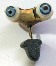 Vintage German Antique Hand Blown Rocker Glass Doll Eyes Blue 8mm WB3-E-101