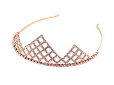 Vintage Czech handmade clear glass rhinestone geometric tiara headpiece crown