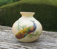 Locke & Co Worcester Hand Painted Miniature Vase/Pot Peacock Unsigned