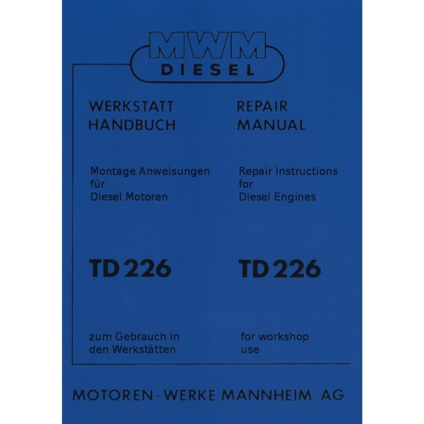 Mwm Dieselschlepper Motor TD226 Traktor Werkstatthandbuch-image