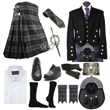 Completo Tradizionale Scozzese Da Uomo 11 Pezzi Outfit Kilt Prince Charlie