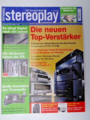 STEREOPLAY 9/08,CLEARAUDIO INNOVATION,MUSICAL FIDELITY A 1ACCUPHASE P 4100,C2110