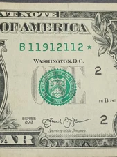 ⭐2013 $1 B NEW YORK BEP TRINARY⭐STAR NOTE (B11912112*)⭐