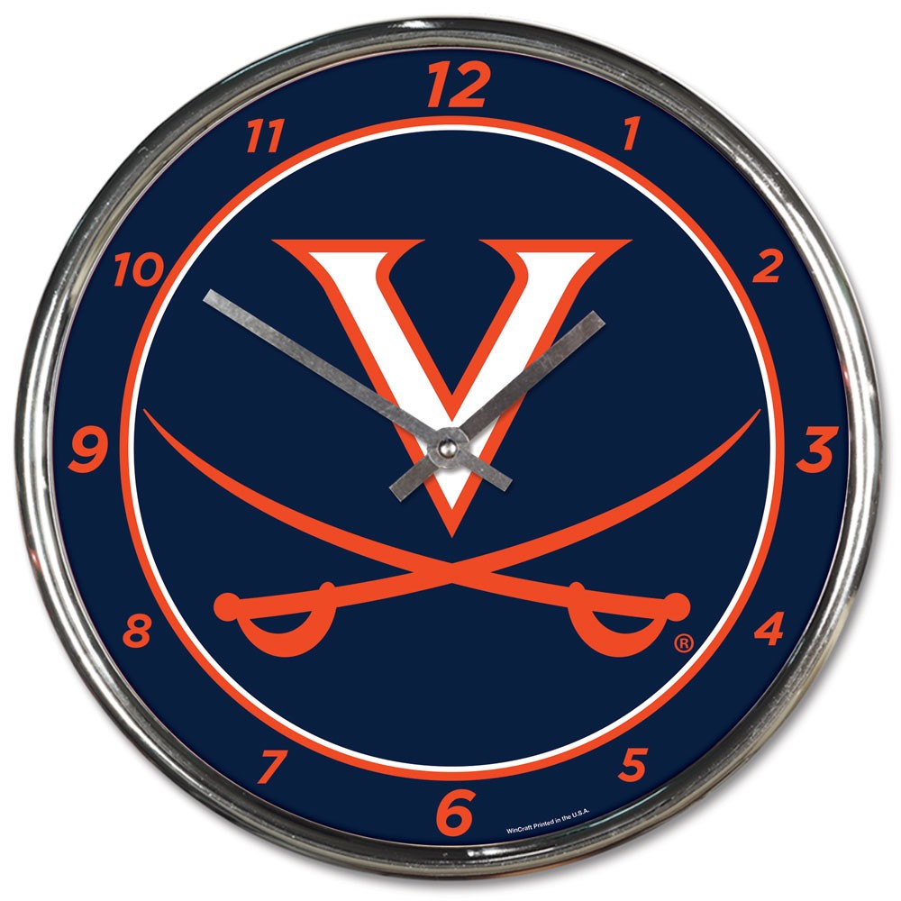 Wincraft Virginia Cavaliers Clock Round Wall Style Chrome Periodic Restock NCAA