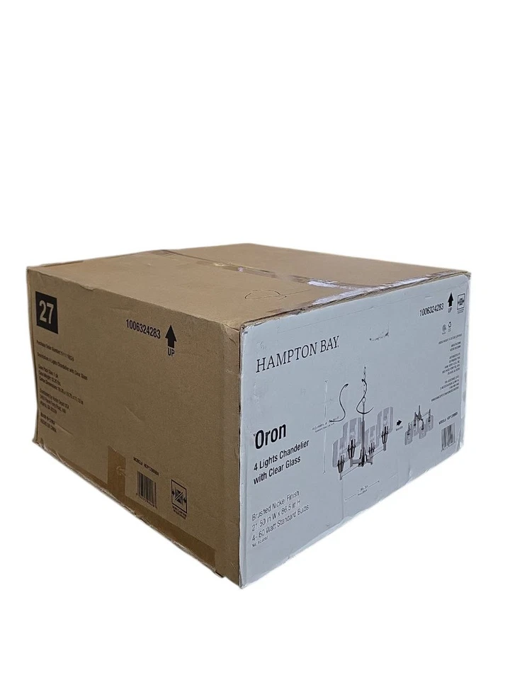 Hampton Bay Oron 4-Light Black Reversible Chandelier with Clear Glass Shades - Image 2 of 4