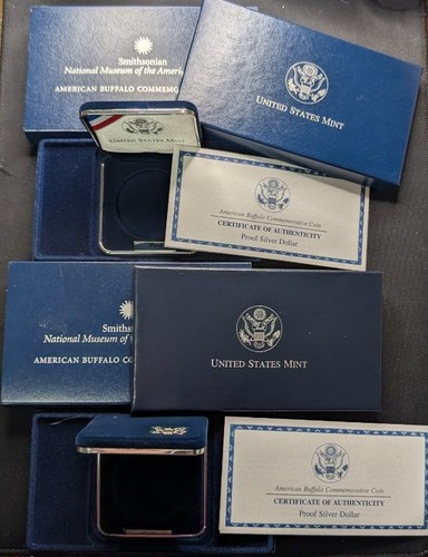 x2 Empty Box & COA ~ 2001 United States Mint Proof American Buffalo Dollar $1