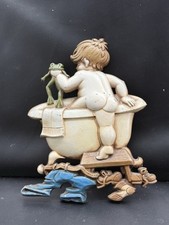 1970 Sexton 1215 Boy Taking Frog Bath Cast Metal Wall Hanging Cottage Decor