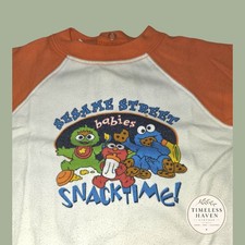 Vintage Sesame Street Elmo Cookie Monster Baby DEADSTOCK Shirt 12 M Rare Y2K
