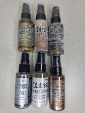 Tim Holtz Distress Oxide Spray Walnut And Tea Dye - Stain Brass Bronze Pewter