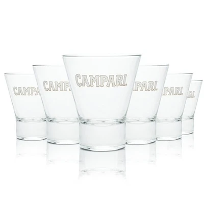 6x Campari Glas 0,25l Tumbler Becher Gläser V-Form Longdrink Spritz Gastro Eiche - Bild 1 von 3