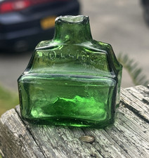 Stunning Swirled Green Hollidge  embossed boat pen rest ink well