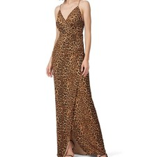 Jay Godfrey Santora Gown 0 XS Leopard Print Maxi Party Vneck Event Chic Cocktail