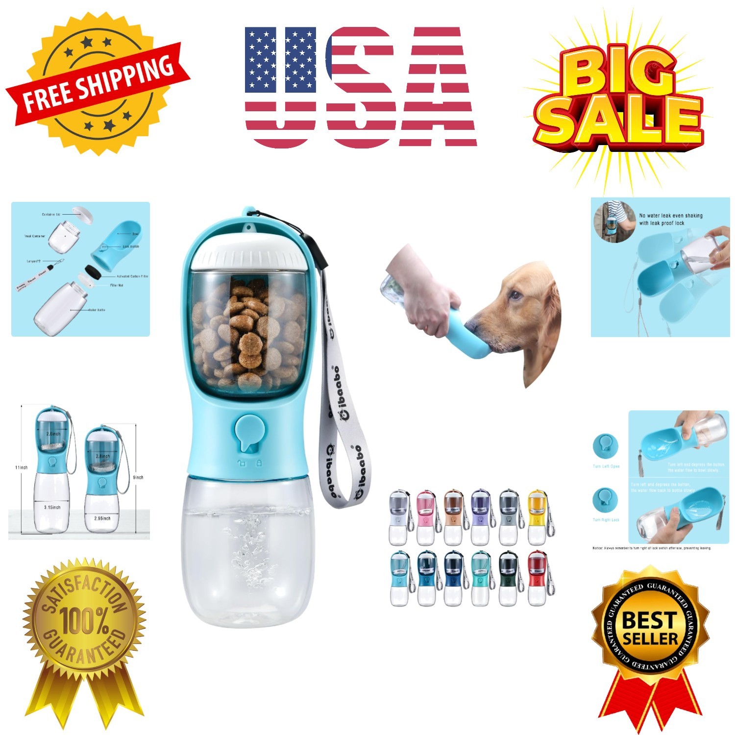 Container, Travel Puppy Water Bowl, Portable Pet D...
