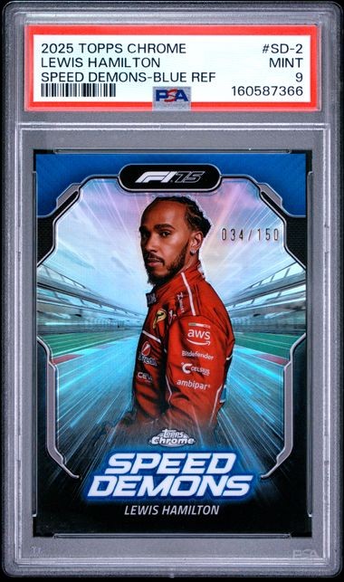 2025 Topps Chrome Formula 1 Lewis Hamilton Speed Demons Blue /150 PSA 9