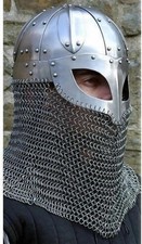 Viking Vendel Spectacle Helmet Chainmail Coif Battle Ready Steel LARP Medieval