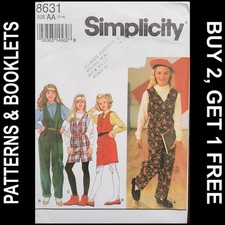 Vintage Simplicity Girls' Jumpsuit  Jumper Pattern 8631 Size 7-14 UNCUT