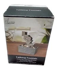 Tabletop Fountain LOVE W/ Cascading Water, Battery Operated, NEW in Open Box