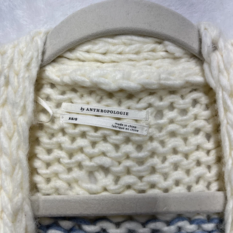 Anthropologie Grazia Chunky Knit Striped Cardigan Womens XS/S Sweater Wool Blend - Image 4 of 4