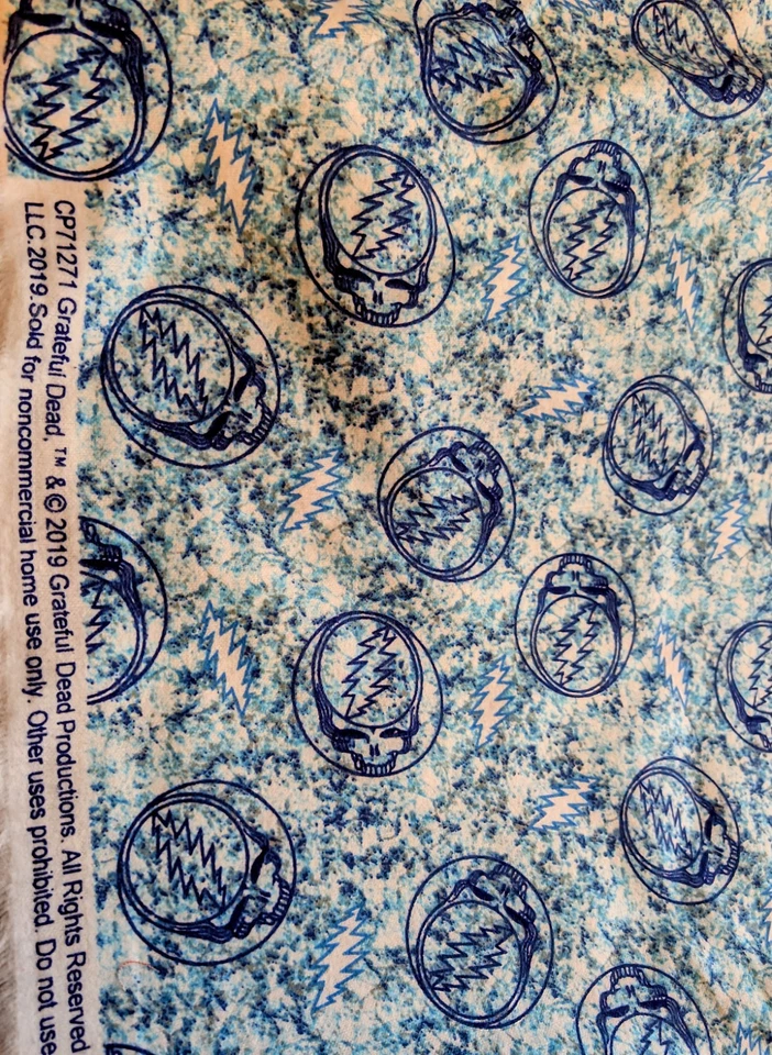 Tela de franela Grateful Dead Tie Dye vendida por yarda nueva cabeza muerta sin lavar nueva Foto 2 de 4
