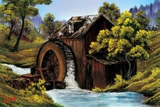 Bob Ross The Old Mill Art Print Painting Laminated Dry Erase Sign Poster 24x36