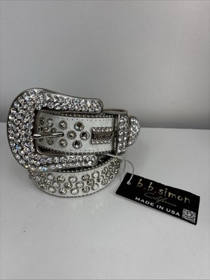 BB Simon Belt 2617 Lavasan White/Clear 100% Authentic Size 36