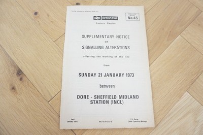 1973 Dore Sheffield Signal Box Railway Signalling Diagram Notice Map Eastern