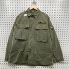 Vintage WW2 HBT 13 Star Military Herringbone Shirt Jacket Men 36R Green 40s