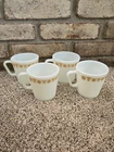 Vtg 70s Pyrex Butterfly Gold Milk Glass Mug Lot Of 4 Corelle USA Retro Kitchen